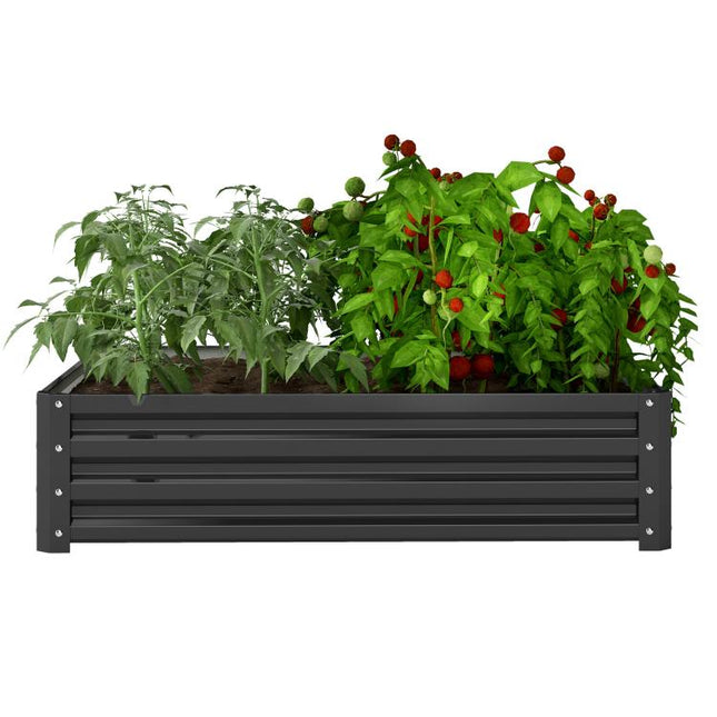 432L Square Raised Garden Bed, Galvanised Planter Box Outdoor with Open Bottom, Metal Raised Garden Bed Kit for Vegetables, Flowers and Herbs, 120 x 120 x 30cm, Grey