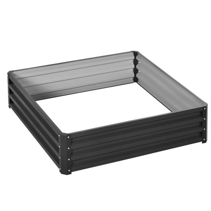 432L Square Raised Garden Bed, Galvanised Planter Box Outdoor with Open Bottom, Metal Raised Garden Bed Kit for Vegetables, Flowers and Herbs, 120 x 120 x 30cm, Grey