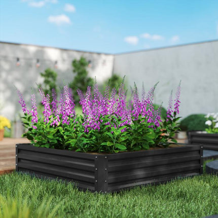 432L Square Raised Garden Bed, Galvanised Planter Box Outdoor with Open Bottom, Metal Raised Garden Bed Kit for Vegetables, Flowers and Herbs, 120 x 120 x 30cm, Grey