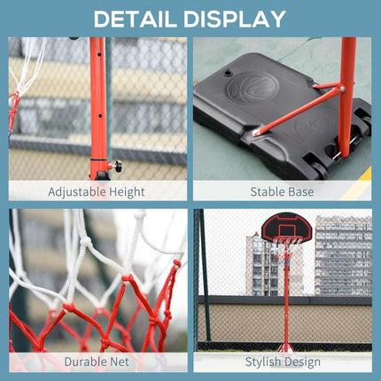 Basketball Hoop Outdoor, Portable Basketball Hoop and Stand with Weighted Base, Portable on Wheels, 1.55-2.1m, for Teens, Juniors, Adults, Black