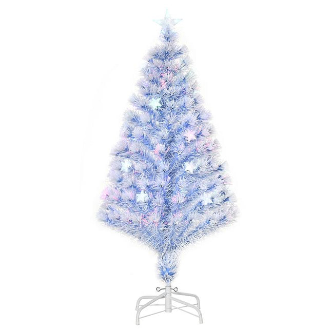 4FT Artificial Fibre Optic Christmas Tree Seasonal Decoration w/ LED Lights Pre-Lit Easy Store White Blue