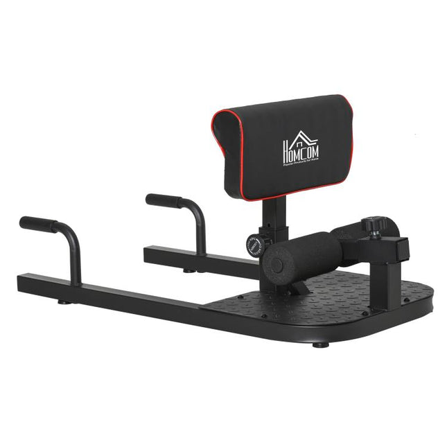 Squat Machine with Push Up Stand, Padded Hip Thrust Bench with Adjustable Cushion for Home Gym Work Out, Black