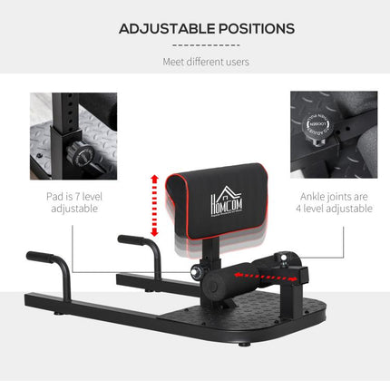 Squat Machine with Push Up Stand, Padded Hip Thrust Bench with Adjustable Cushion for Home Gym Work Out, Black