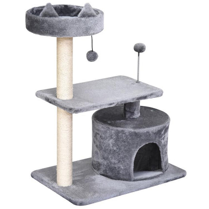 Cat Tree for Indoor Cats with Scratching Post Climbing Tower Kitty Activity Centre Condo Perch Jumping Platforms Grey 60L x 40W x 81H cm