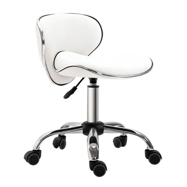 Adjustable Rolling Swivel Beauty Salon Chair, Stool for Spa, Technician - White