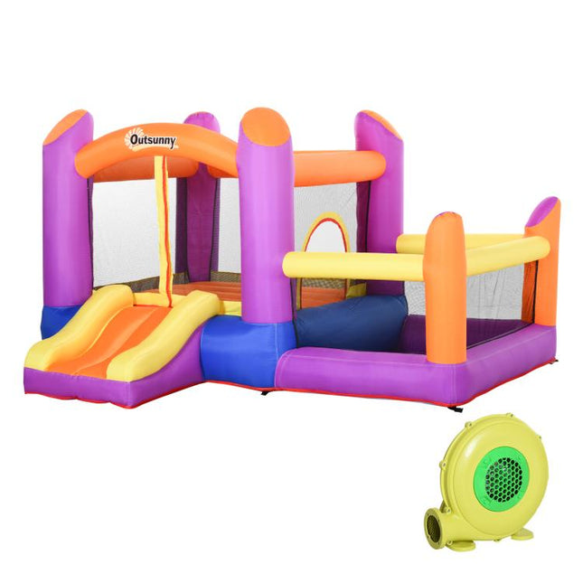 Kids Bouncy Castle House Inflatable Trampoline Slide Water Pool 3 in 1 with Blower Indoor Outdoor for Kids Age 3-8 Multi-Colour 2.8 x 2.5 x 1.7m