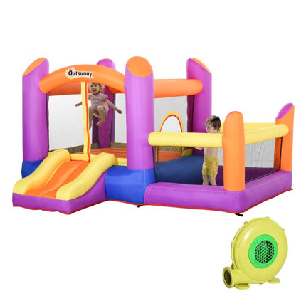 Kids Bouncy Castle House Inflatable Trampoline Slide Water Pool 3 in 1 with Blower Indoor Outdoor for Kids Age 3-8 Multi-Colour 2.8 x 2.5 x 1.7m