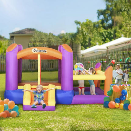 Kids Bouncy Castle House Inflatable Trampoline Slide Water Pool 3 in 1 with Blower Indoor Outdoor for Kids Age 3-8 Multi-Colour 2.8 x 2.5 x 1.7m