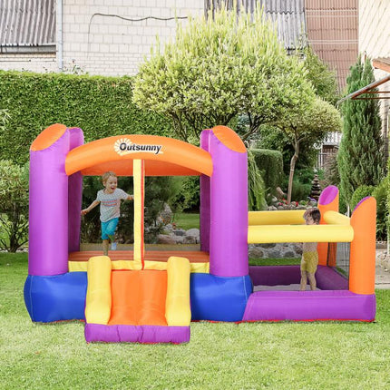 Kids Bouncy Castle House Inflatable Trampoline Slide Water Pool 3 in 1 with Blower Indoor Outdoor for Kids Age 3-8 Multi-Colour 2.8 x 2.5 x 1.7m