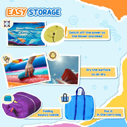 Kids Bouncy Castle House Inflatable Trampoline Slide Water Pool 3 in 1 with Blower Indoor Outdoor for Kids Age 3-8 Multi-Colour 2.8 x 2.5 x 1.7m