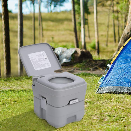 Portable Camping Toilet, 20L Flushable Porta Potty Portaloo with 2 Detachable Tanks, Flush and Double Seal Valve for Outdoor Camping Hiking Travel Caravan