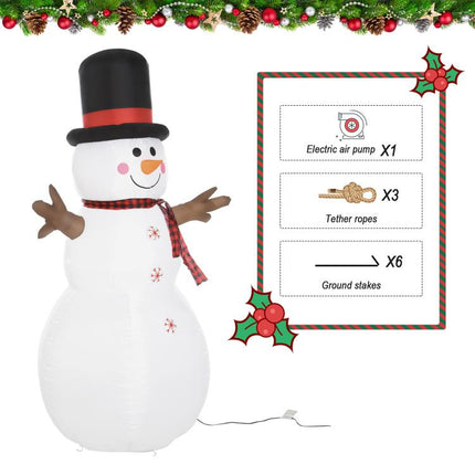 6ft Giant Inflatable Snowman Christmas Decoration w/ LED Lights Accessories Cute Family Fun Seasonal Outdoor Indoor