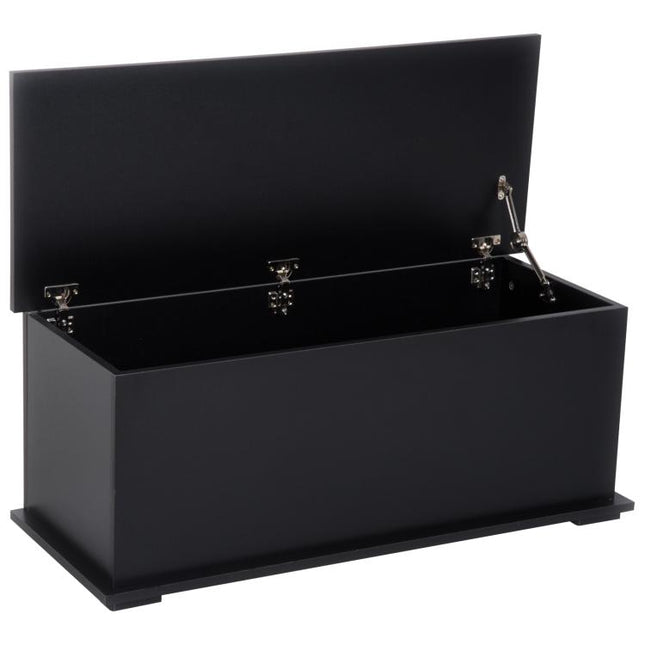 113L Storage Chest, Storage Box with Flip-Top Lid and 2 Safety Hinges, Storage Trunk for Living Room, Entryway, 100 x 40 x 40 cm, Black
