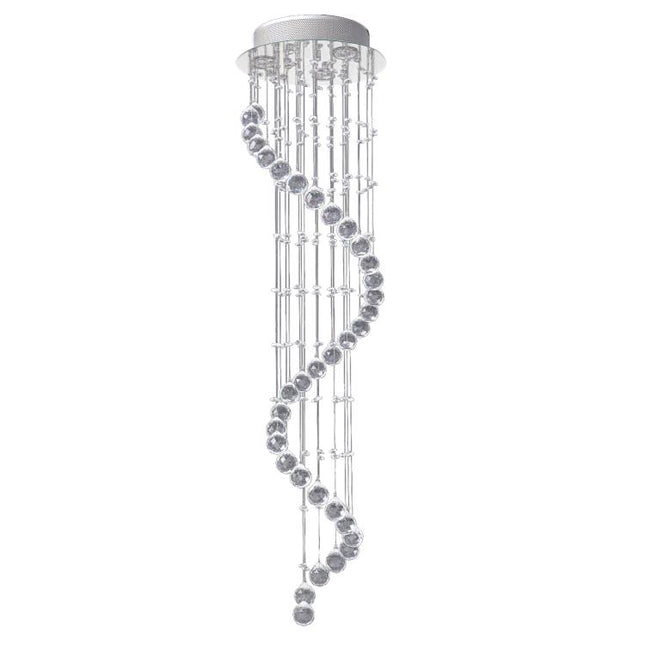 Modern Crystal Chandelier Ceiling Light Pendant Lamp Chrome Finish Glass Droplets New, Ф30 x 120cm