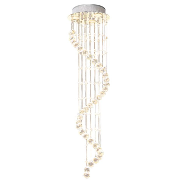 Modern Crystal Chandelier Ceiling Light Pendant Lamp Chrome Finish Glass Droplets New, Ф30 x 120cm