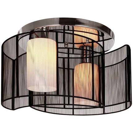 Modern Chandelier, Semi-Flush Mount Ceiling Light with 2 Light, E27 Bulb Base for Hallway, Dining Room, Living Room, White and Black