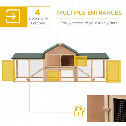 Large Rabbit Hutch Outdoor Wooden Guinea Pig Hutch with Run, 2 Storey Bunny House 210 x 45.5 x 84.5 cm