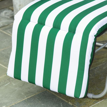 Reclining Garden Chair Set of 2, 5-Level Adjustable Zero Gravity Chairs with Cushions, Folding Sun Lounger Garden Recliner Chairs with Armrests for Outdoor, Patio, Green Stripe
