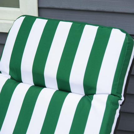 Reclining Garden Chair Set of 2, 5-Level Adjustable Zero Gravity Chairs with Cushions, Folding Sun Lounger Garden Recliner Chairs with Armrests for Outdoor, Patio, Green Stripe