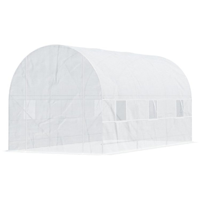 4.5 x 2 x 2 m Polytunnel Greenhouse, Walk-in Green House for Garden with Mesh Windows, Galvanised Steel Frame, White