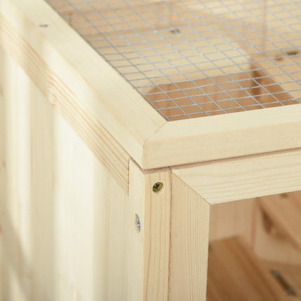 Wooden Hamster Cage with Storage Shelf, Small Animal Exercise Play House with Openable Top, Ramp for Gerbils, Drawf Hamsters, 60 x 40 x 80 cm - Natural
