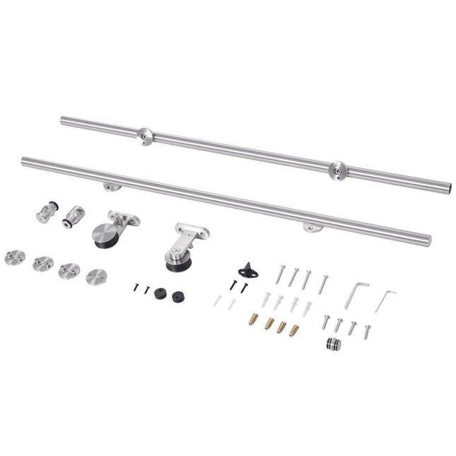 Wooden Sliding Door Kit Stainless Steel Smooth Operation Hardware Track Kit System Unit For Single Door 2000mm