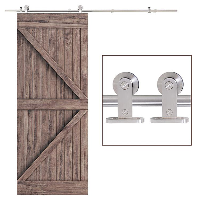 Wooden Sliding Door Kit Stainless Steel Smooth Operation Hardware Track Kit System Unit For Single Door 2000mm