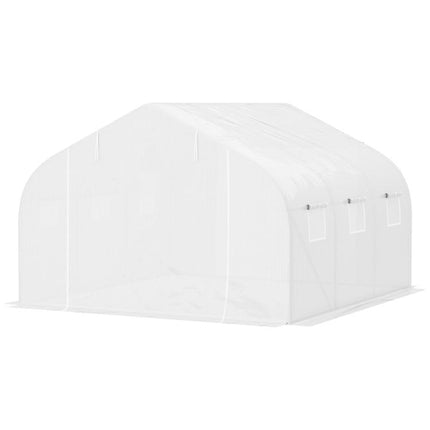 Walk-In Polytunnel Greenhouse Warm House Garden Tunnel Shelter Plant Shed with Door and Windows, Galvanised Steel Frame, 3.5 x 3 x 2m, White