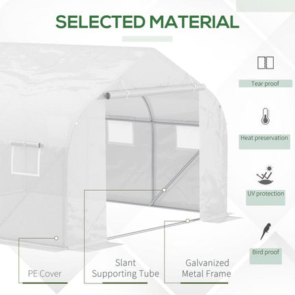 Walk-In Polytunnel Greenhouse Warm House Garden Tunnel Shelter Plant Shed with Door and Windows, Galvanised Steel Frame, 3.5 x 3 x 2m, White