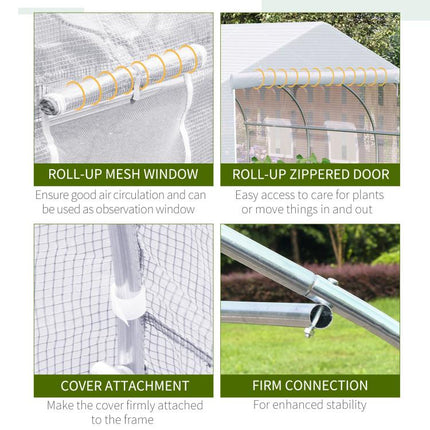 Walk-In Polytunnel Greenhouse Warm House Garden Tunnel Shelter Plant Shed with Door and Windows, Galvanised Steel Frame, 3.5 x 3 x 2m, White