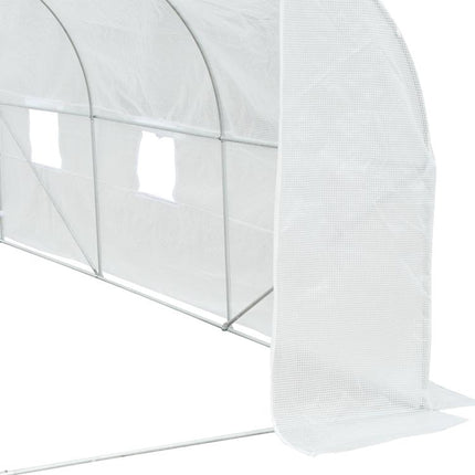 Walk-In Polytunnel Greenhouse Warm House Garden Tunnel Shelter Plant Shed with Door and Windows, Galvanised Steel Frame, 3.5 x 3 x 2m, White