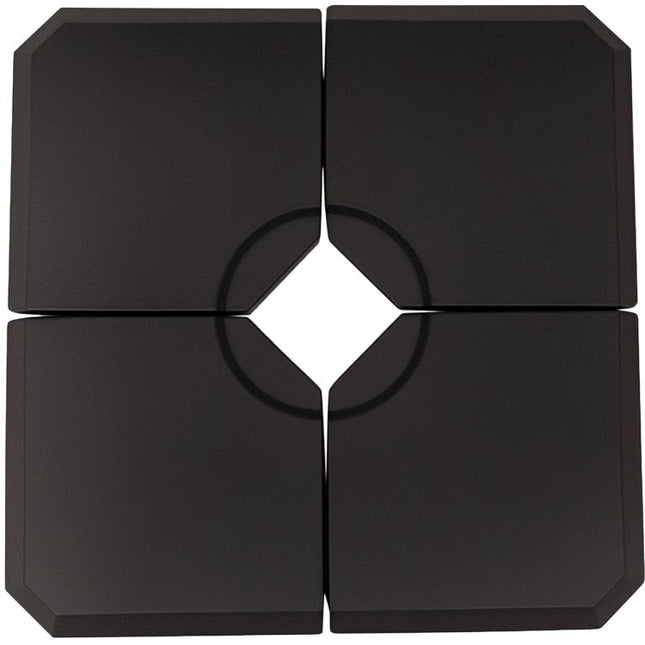 Set of 4 Parasol Base Stand Weights for Cantilever Parasols, Water and Sand Filled, Up to 120kg, Black