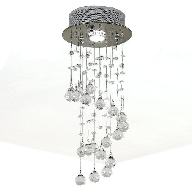 Metal Crystal Ceiling Light Chandelier Elegant Pendant Lamp Living Room Stairway Spiral Rain Drop Pendant Lamp Silver