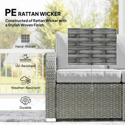 Six-piece Rattan Garden Furniture Set with Reclining Armchairs - Light Grey