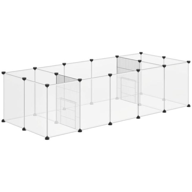 18-Panel Small Animal Cage, Pet Playpen, for Guinea Pigs, Hedgehogs - White
