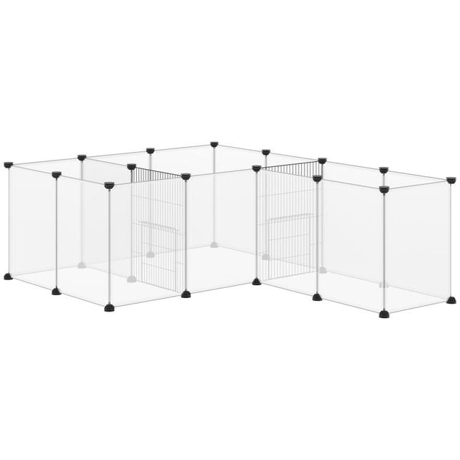 18-Panel Small Animal Cage, Pet Playpen, for Guinea Pigs, Hedgehogs - White
