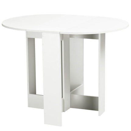 Space-saving Drop Leaf Table, Folding Dining Table for Small Space, Kitchen, Dining Room, White
