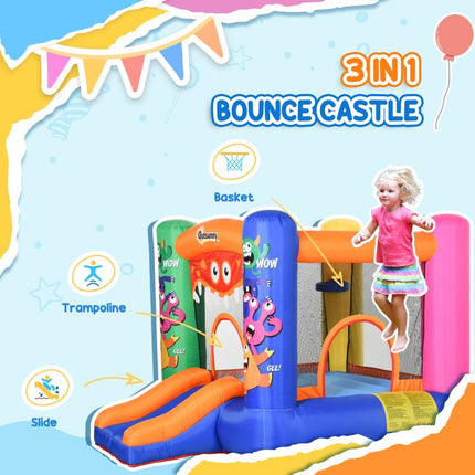 Bouncy Castle Inflatable Basket Trampoline Slide Monster Design 2.9 x 2 x 1.55m
