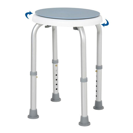 360 Degrees Swivel Shower Chair, Height Adjustable Aluminium Shower Stool with Non-Slip Feet for Disabled, Elderly, Light Blue