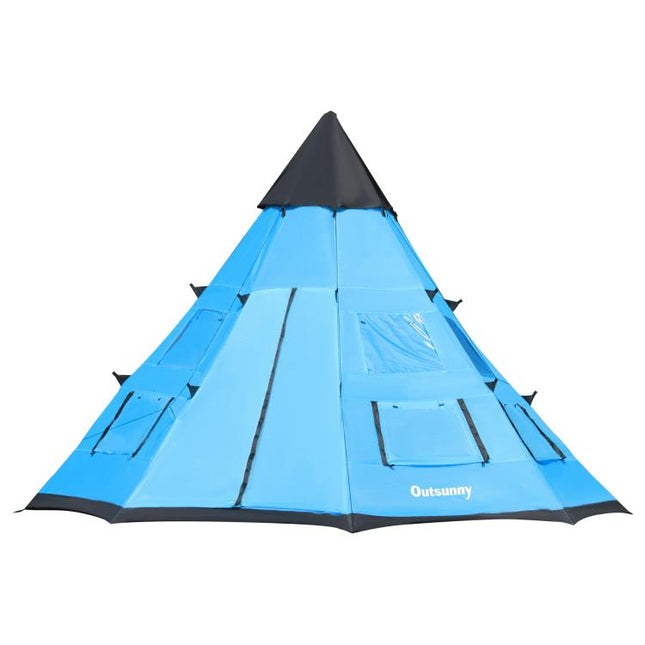 6 Men Tipi Tent with Carry Bag - Blue