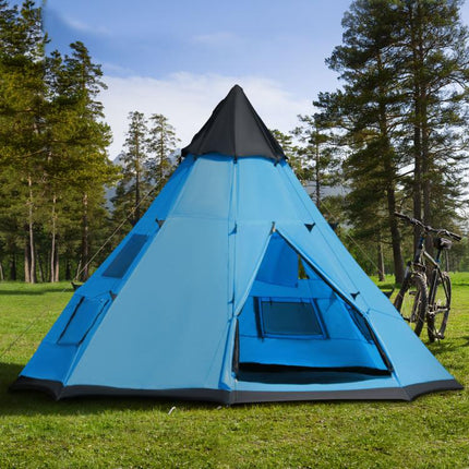 6 Men Tipi Tent with Carry Bag - Blue