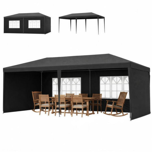 2.95 x 5.83 m Semi-Open Gazebo - Dark Grey