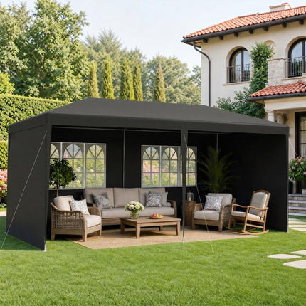 2.95 x 5.83 m Semi-Open Gazebo - Dark Grey