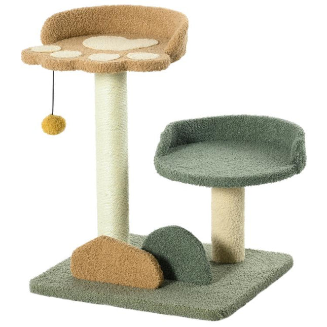 52cm Small Cat Tree for Indoor Cats, Scratching Posts with Two Beds, Toy Ball
