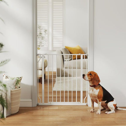 Extra Wide Dog Gate, with Door Pressure, for Doorways, Hallways, Staircases - White