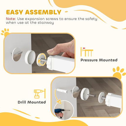 Extra Wide Dog Gate, with Door Pressure, for Doorways, Hallways, Staircases - White