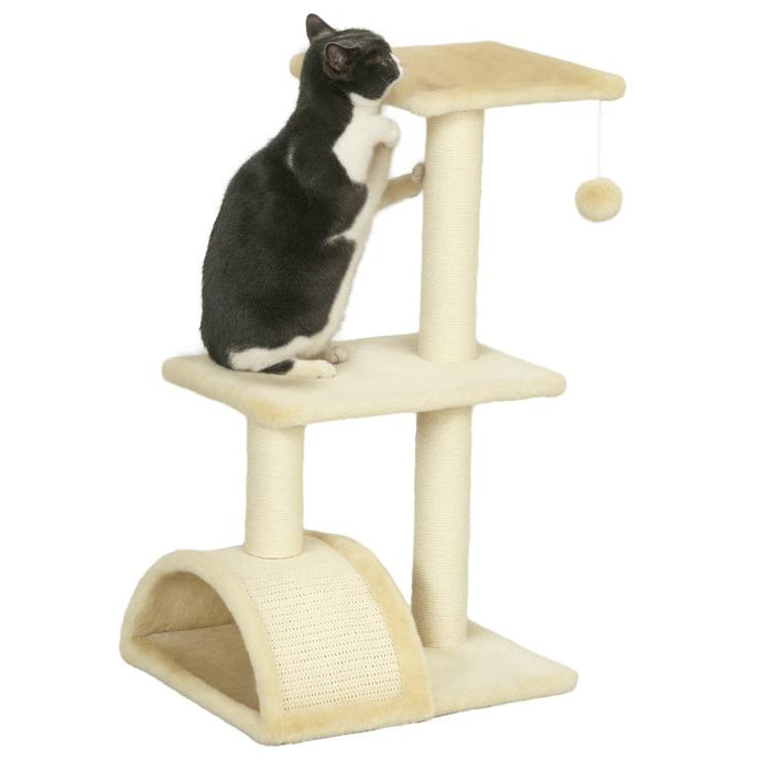72cm Cat Tree with Scratching Post, Pad for Indoor Cats - Cream White