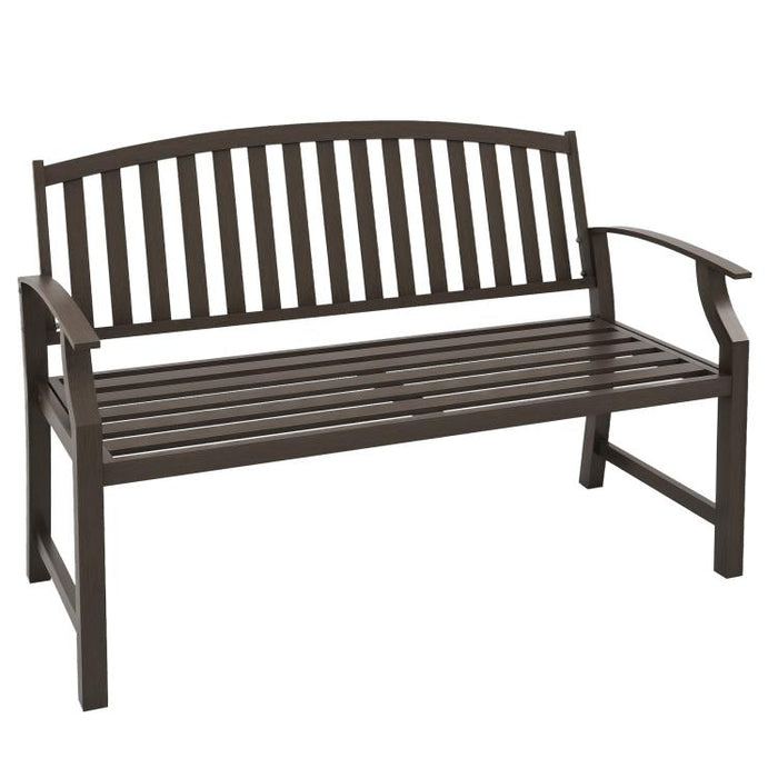 Two-Seater Simple Metal Bench - Brown