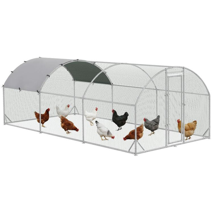 Galvanised Chicken Coop Hen House w/ Cover 5.7 x 2.8 x 2m