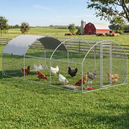 Galvanised Chicken Coop Hen House w/ Cover 5.7 x 2.8 x 2m